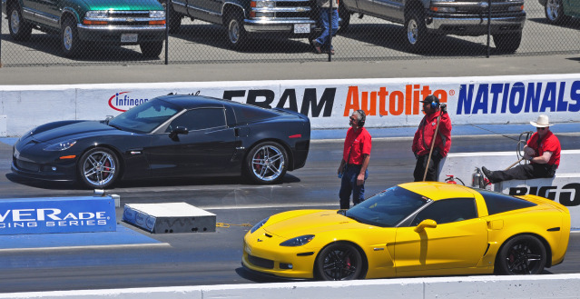 photo of cars drag racing at Infineon Raceway